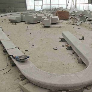 葫芦岛 芝麻白花岗岩弧形花坛石，坐凳石