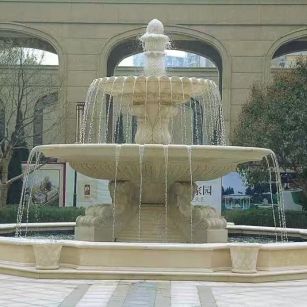 葫芦岛 黄金麻花岗岩异型加工——户外庭院石雕流水喷泉