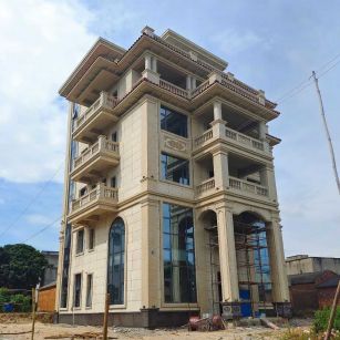 葫芦岛 黄金麻花岗岩石材别墅外墙干挂搭配（雕花栏杆花瓶柱门楼罗马柱）