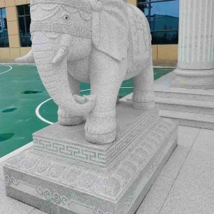葫芦岛 白麻花岗岩动物异形石雕-大象