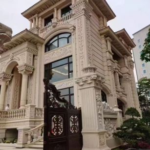 葫芦岛 黄金麻花岗岩别墅外墙干挂效果展示