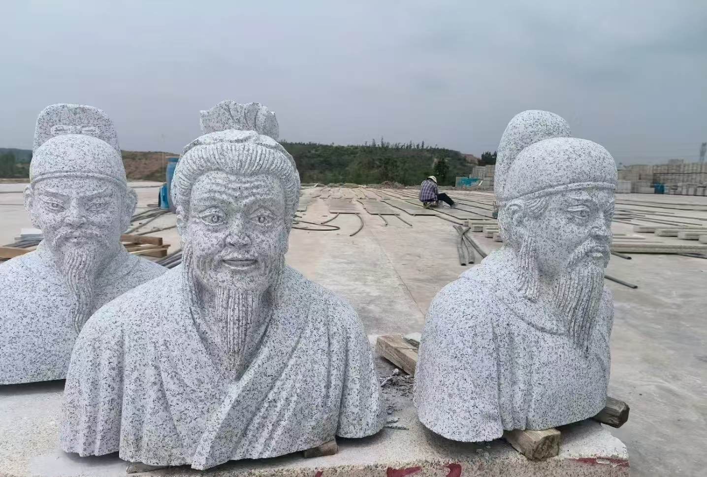 葫芦岛 白麻花岗岩石材人物立体雕刻