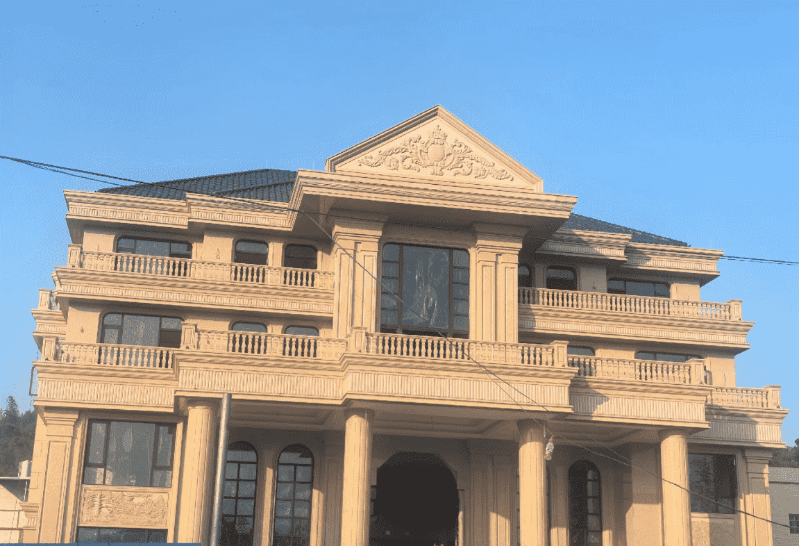 葫芦岛黄金麻别墅外墙干挂石材效果示例